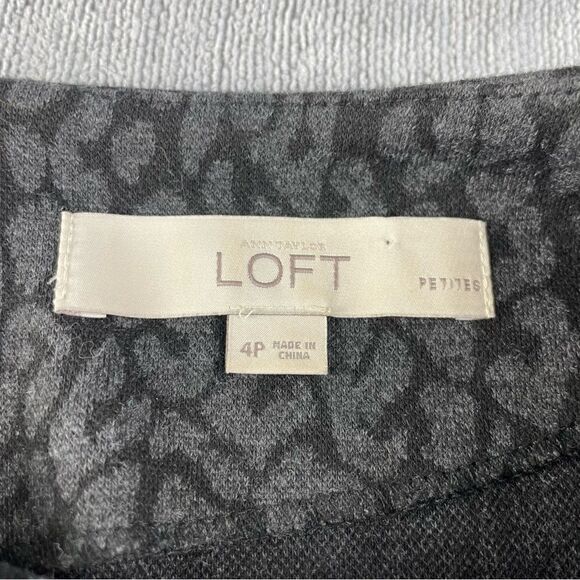 LOFT Animal Print Cheetah Leopard Black & Gray Cocktail Dress Women’s Size 4P - Picture 7 of 10